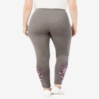 Stretch-Cotton Knit Pull-On Embroidered Leggings image number null
