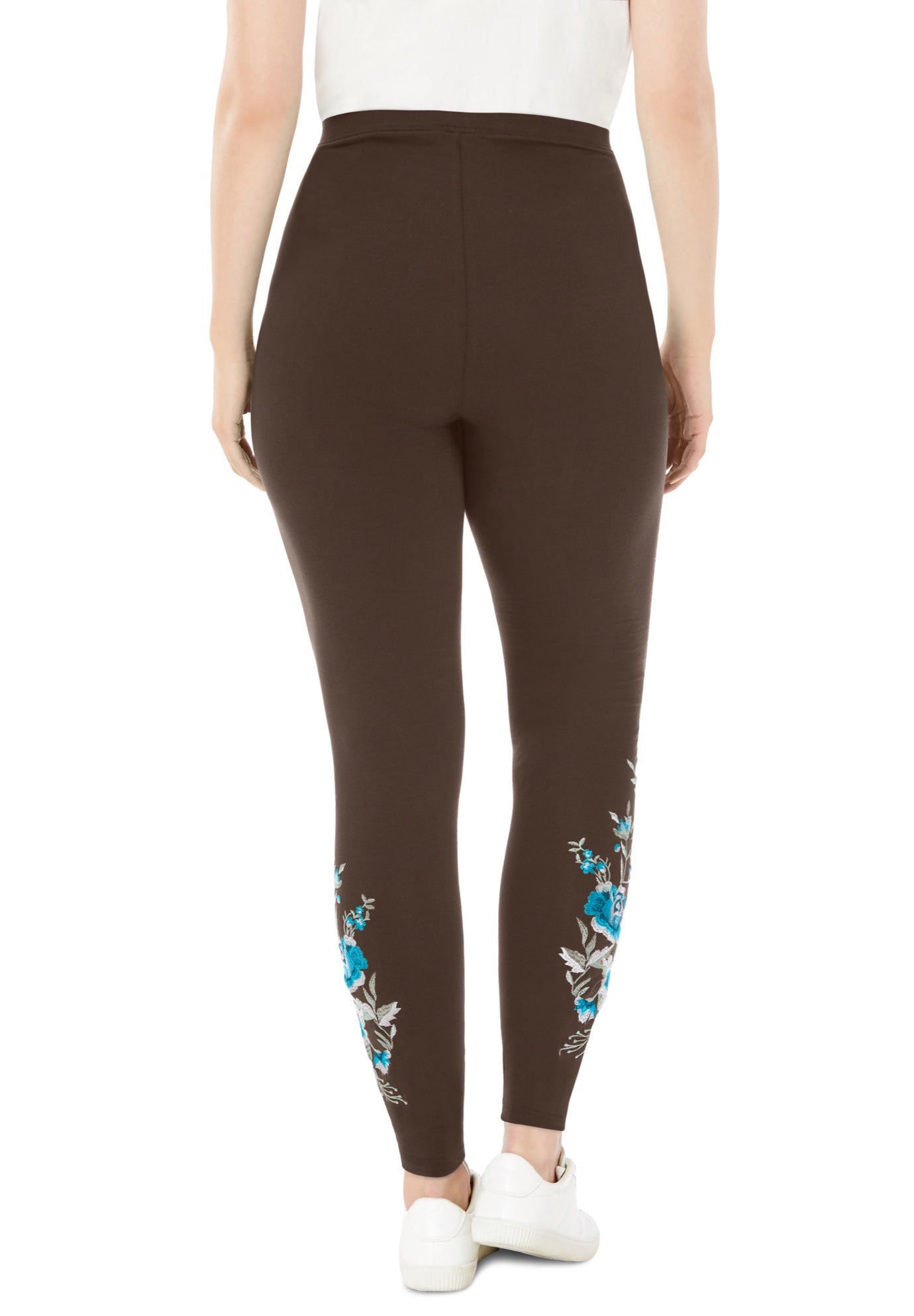 Stretch-Cotton Knit Pull-On Embroidered Leggings image number 2