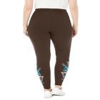 Stretch-Cotton Knit Pull-On Embroidered Leggings image number null