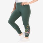 Stretch-Cotton Knit Pull-On Embroidered Leggings image number null