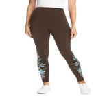 Stretch-Cotton Knit Pull-On Embroidered Leggings image number null