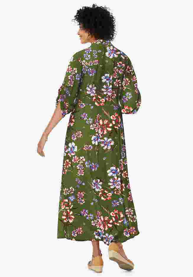Roll-Tab Sleeve Crinkle Shirtdress image number 2