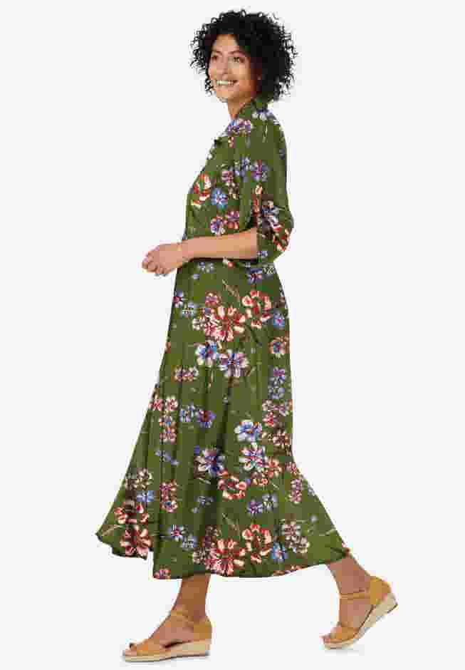 Roll-Tab Sleeve Crinkle Shirtdress image number 3