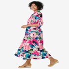 Roll-Tab Sleeve Crinkle Shirtdress image number null