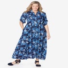 Roll-Tab Sleeve Crinkle Shirtdress image number null