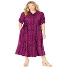 Roll-Tab Sleeve Crinkle Shirtdress image number null