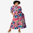 Roll-Tab Sleeve Crinkle Shirtdress image number null