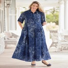 Roll-Tab Sleeve Crinkle Shirtdress image number null