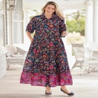 Roll-Tab Sleeve Crinkle Shirtdress image number 0