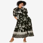 Roll-Tab Sleeve Crinkle Shirtdress image number null