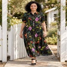 Roll-Tab Sleeve Crinkle Shirtdress image number null