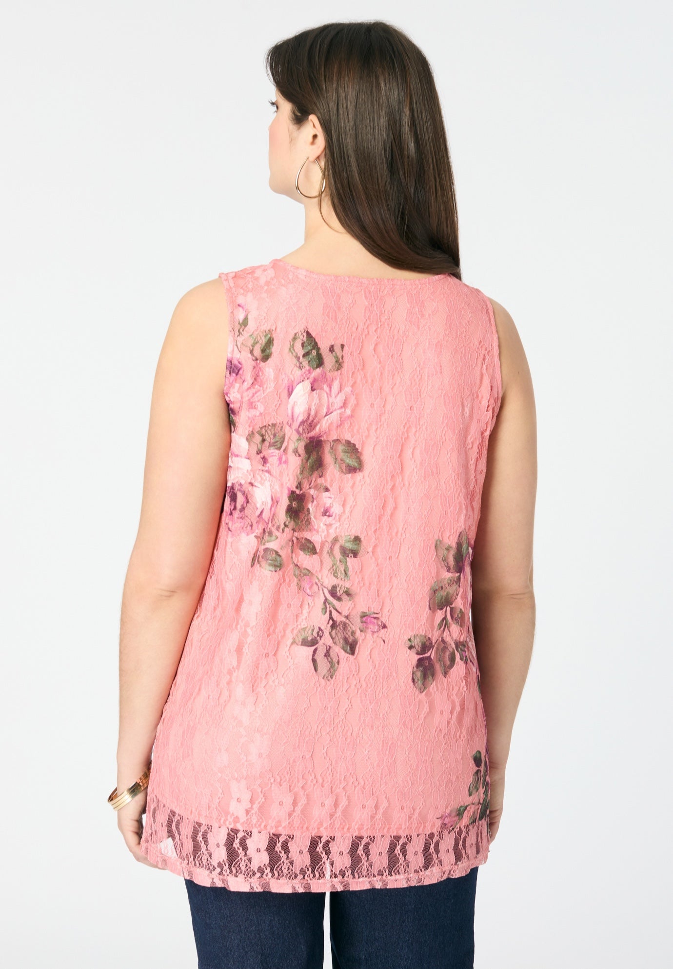 Printed Lace Tank image number 1