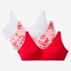 3-Pack Front-Close Cotton Wireless Bra image number null