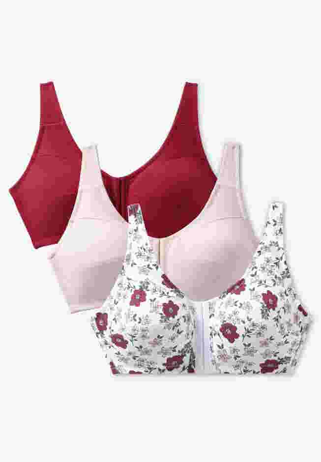 3-Pack Front-Close Cotton Wireless Bra image number 0