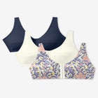 Comfort Choice&reg; 3-Pack Front-Close Cotton Wireless Bra image number null