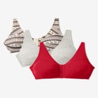 3-Pack Front-Close Cotton Wireless Bra image number null