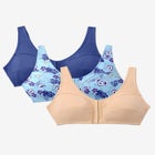 3-Pack Front-Close Cotton Wireless Bra image number null