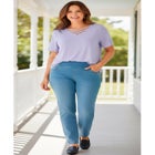 Flex-Fit Pull-On Straight-Leg Gap-Free Stretch Denim Jeans image number null