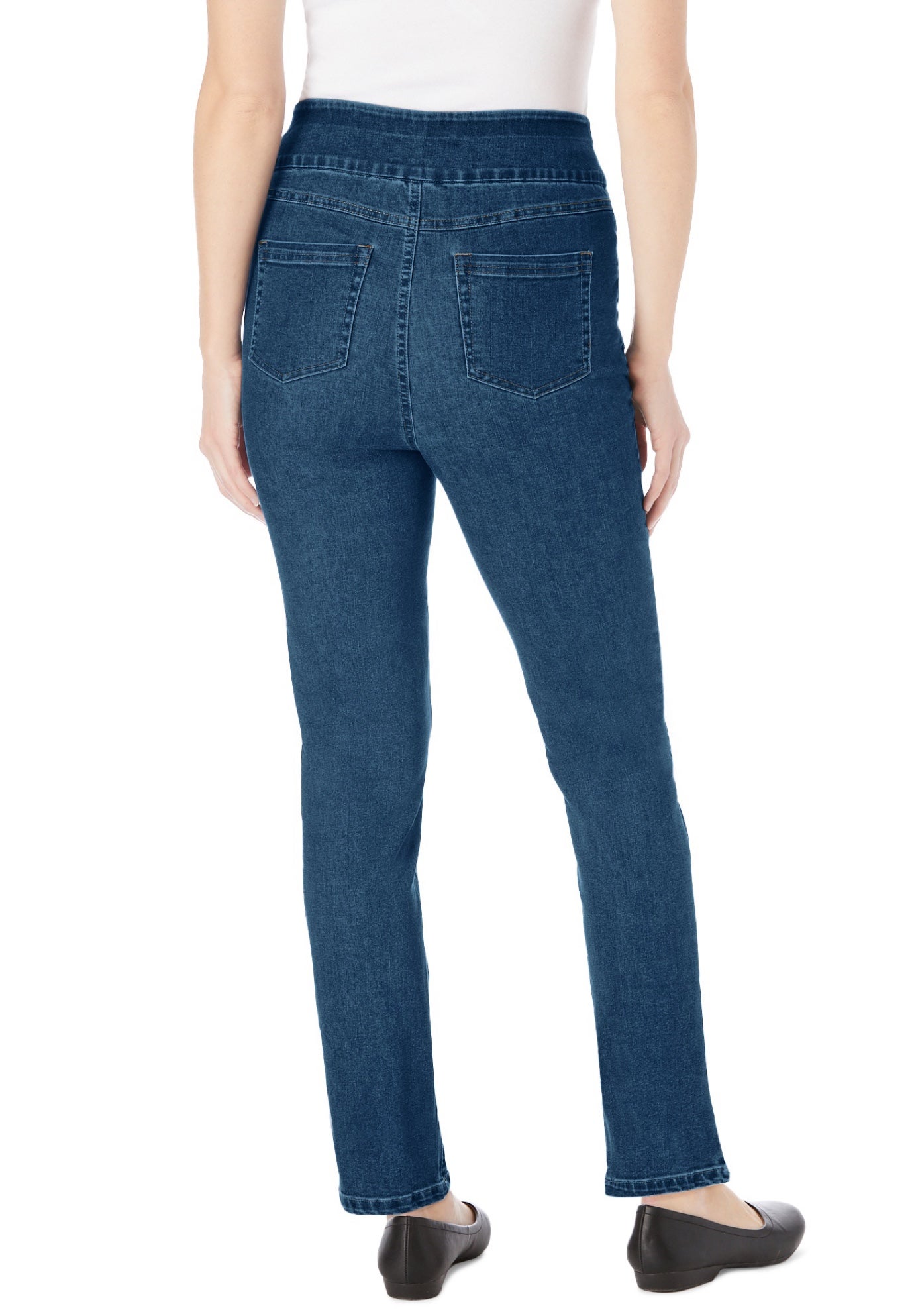 Flex-Fit Pull-On Straight-Leg Gap-Free Stretch Denim Jeans image number 2