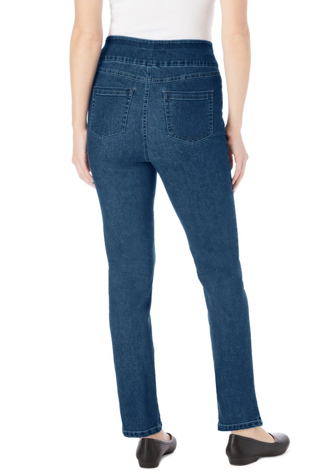 Flex-Fit Pull-On Straight-Leg Gap-Free Stretch Denim Jeans image number 2