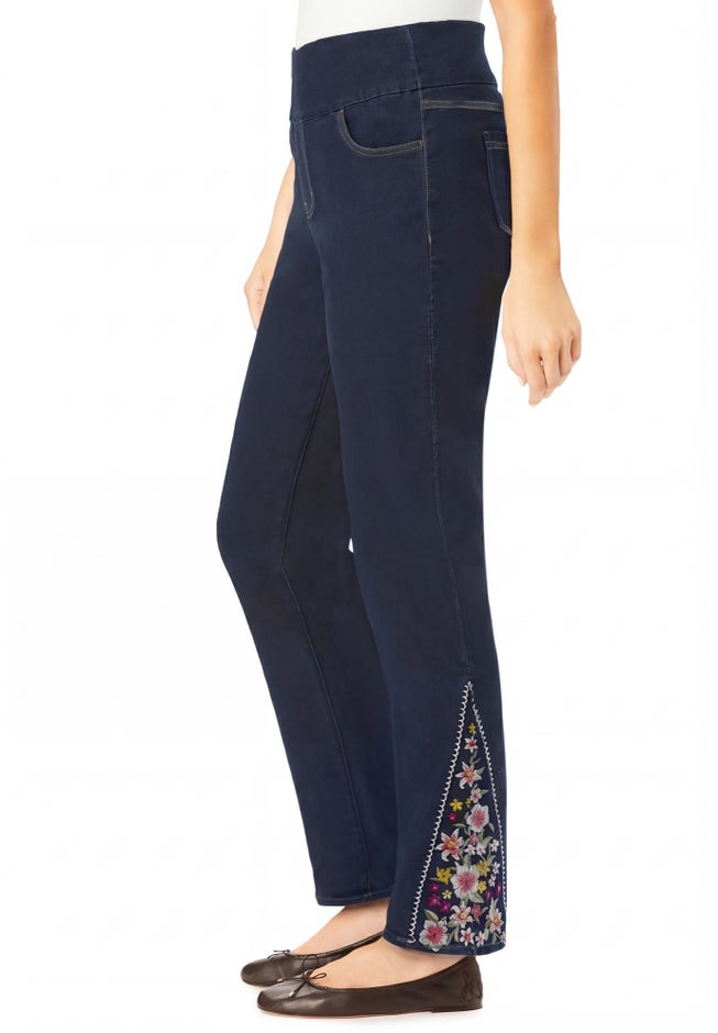Flex-Fit Pull-On Straight-Leg Gap-Free Stretch Denim Jeans image number 2
