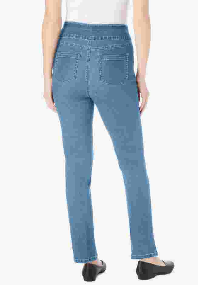 Flex-Fit Pull-On Straight-Leg Gap-Free Stretch Denim Jeans image number 1