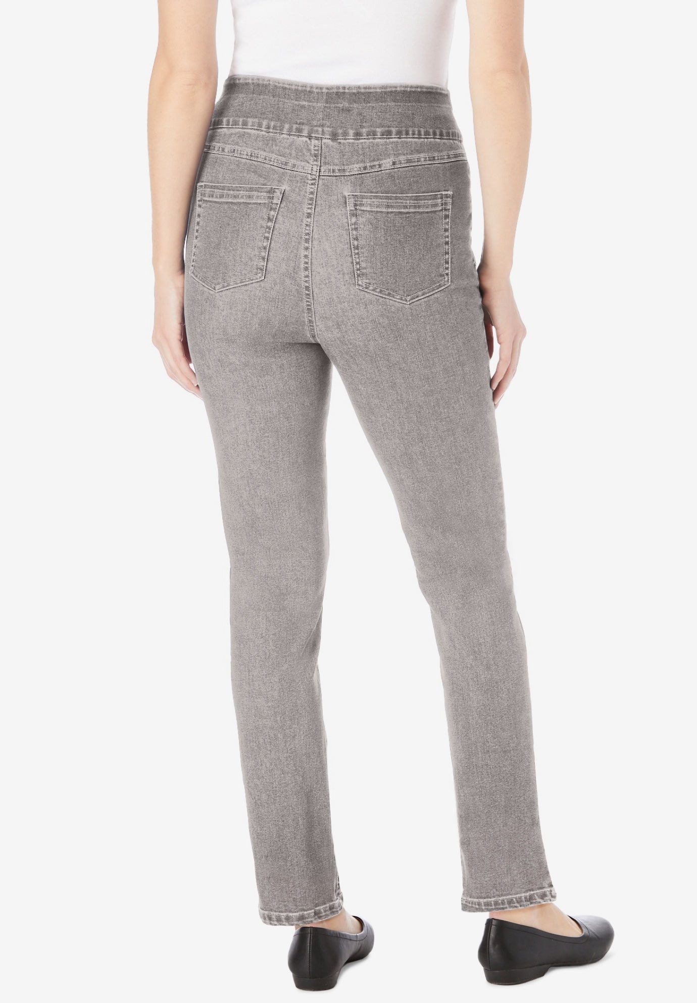 Flex-Fit Pull-On Straight-Leg Gap-Free Stretch Denim Jeans image number 1