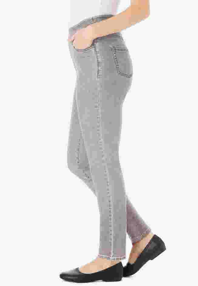 Womens Plus-Size Flex-Fit Pull-On Straight-Leg Gap-Free Stretch Denim Jeans image number 2