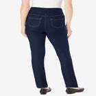 Flex-Fit Pull-On Straight-Leg Gap-Free Stretch Denim Jeans image number null