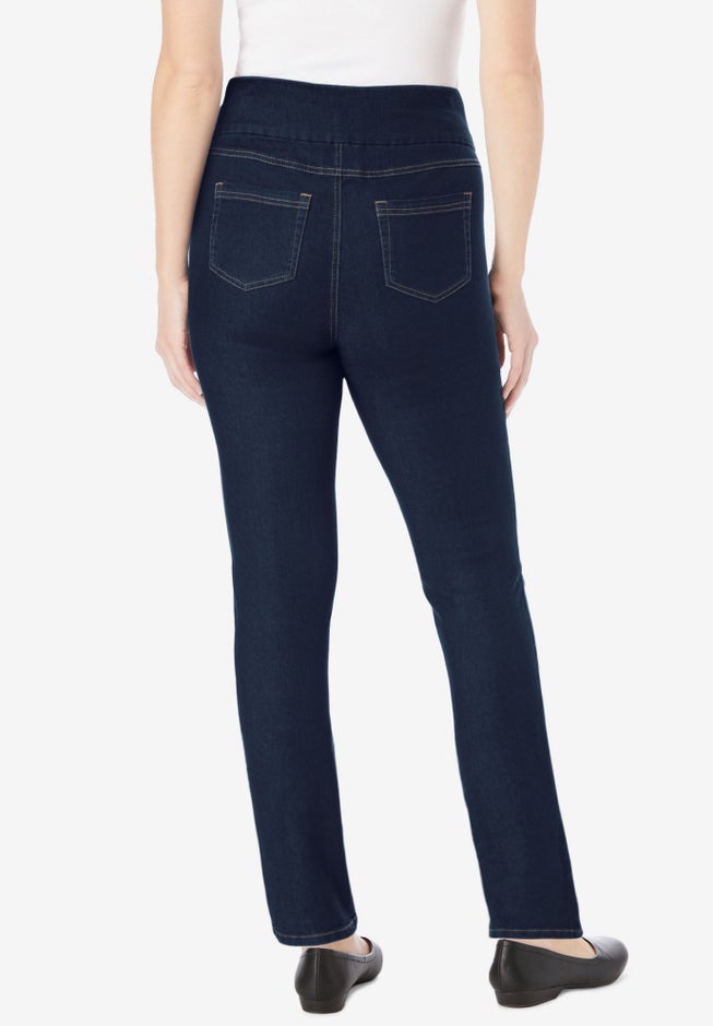 Flex-Fit Pull-On Straight-Leg Gap-Free Stretch Denim Jeans image number 1