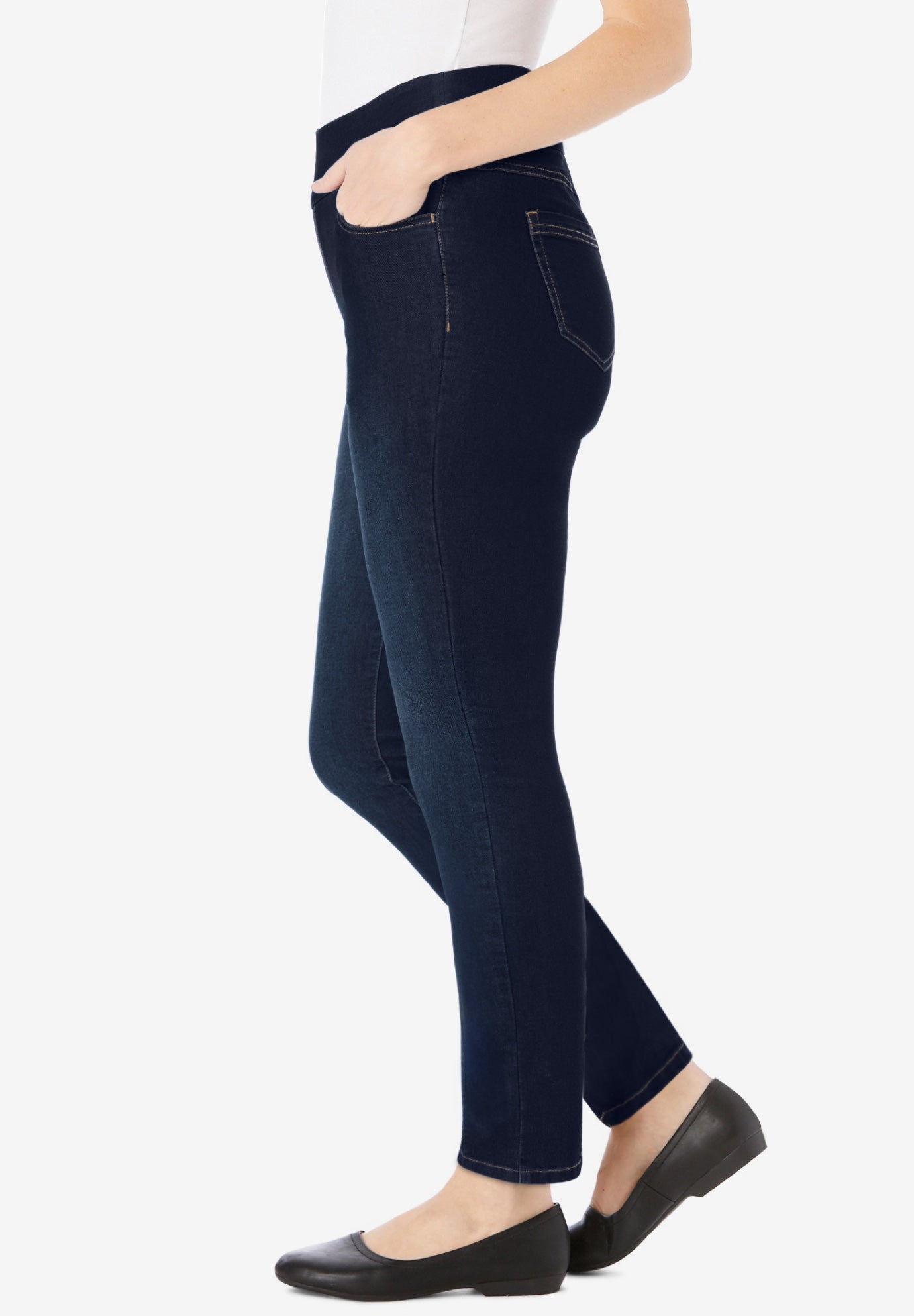 Flex-Fit Pull-On Straight-Leg Gap-Free Stretch Denim Jeans image number 2