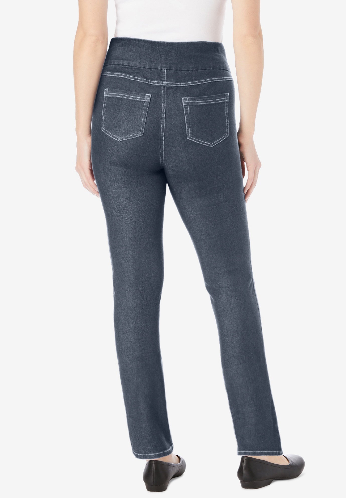 Flex-Fit Pull-On Straight-Leg Gap-Free Stretch Denim Jeans image number 1