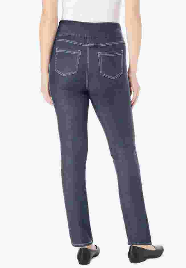 Flex-Fit Pull-On Straight-Leg Denim Jean image number 1