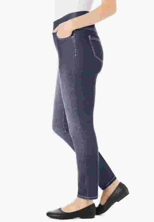 Flex-Fit Pull-On Straight-Leg Denim Jean image number 2