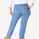 Flex-Fit Pull-On Straight-Leg Gap-Free Stretch Denim Jeans image number null