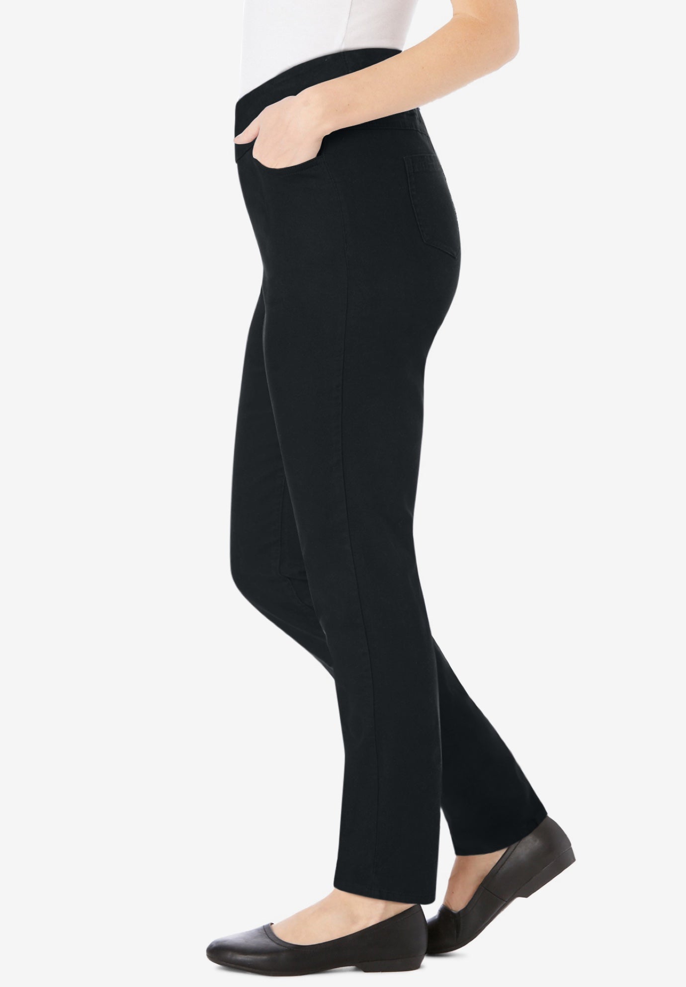 Flex-Fit Pull-On Straight-Leg Gap-Free Stretch Denim Jeans image number 2