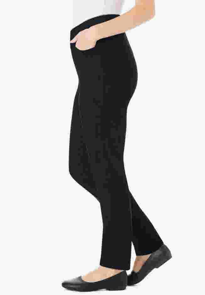 Womens Plus-Size Flex-Fit Pull-On Straight-Leg Gap-Free Stretch Denim Jeans image number 2
