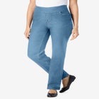 Flex-Fit Pull-On Straight-Leg Gap-Free Stretch Denim Jeans image number null