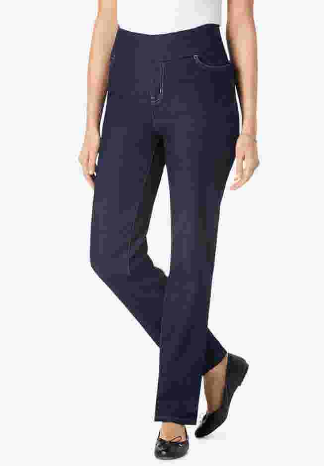 Flex-Fit Pull-On Straight-Leg Denim Jean image number 0