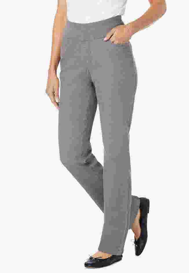 Womens Plus-Size Flex-Fit Pull-On Straight-Leg Gap-Free Stretch Denim Jeans image number 0