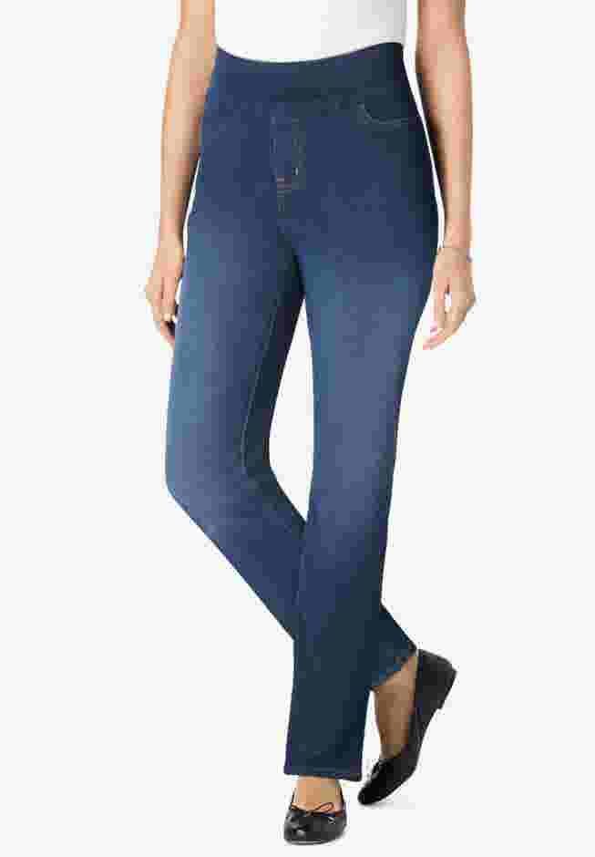 Flex-Fit Pull-On Straight-Leg Denim Jean image number 0
