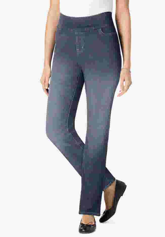 Flex-Fit Pull-On Straight-Leg Denim Jean image number 0