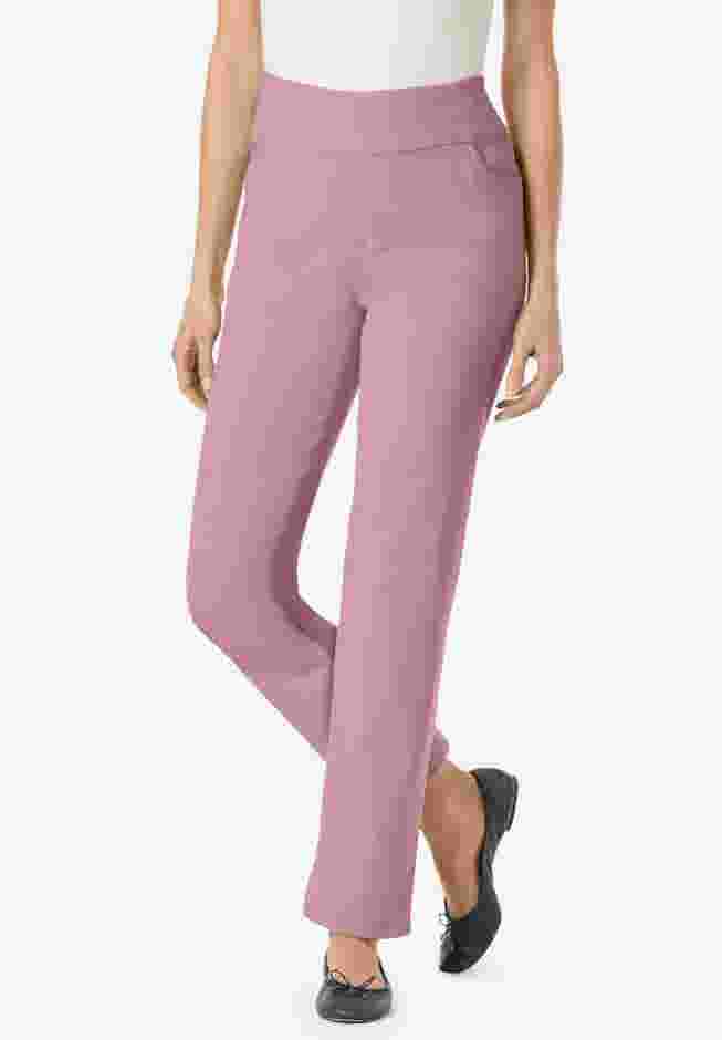 Womens Plus-Size Flex-Fit Pull-On Straight-Leg Gap-Free Stretch Denim Jeans image number 0
