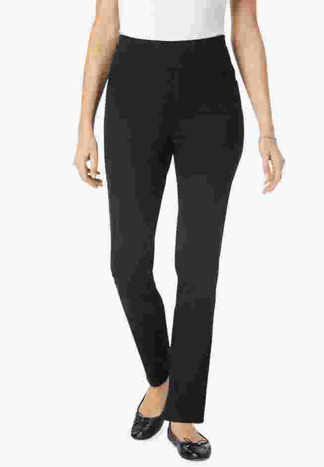 Womens Plus-Size Flex-Fit Pull-On Straight-Leg Gap-Free Stretch Denim Jeans image number 0