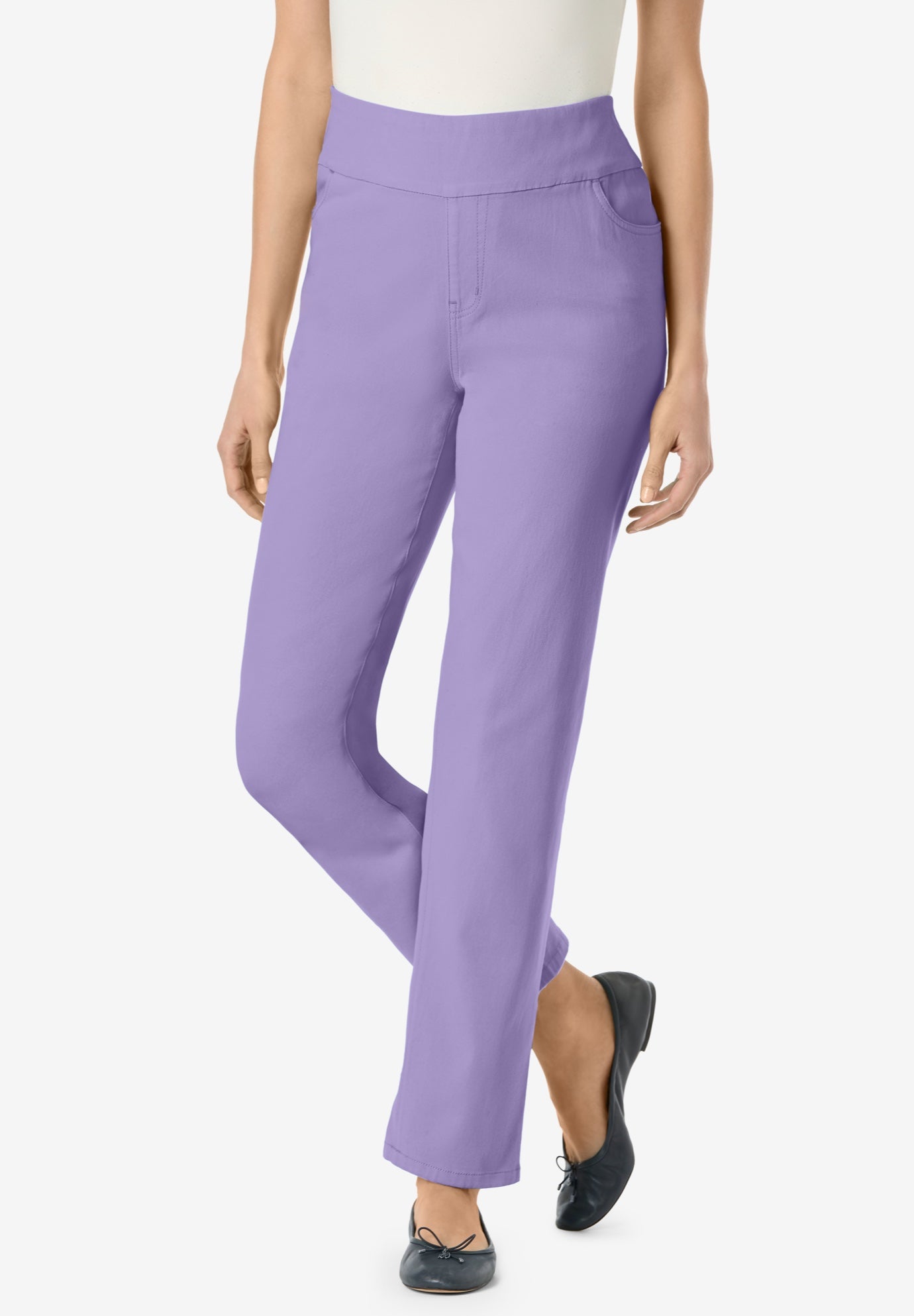 Flex-Fit Pull-On Straight-Leg Gap-Free Stretch Denim Jeans image number 0