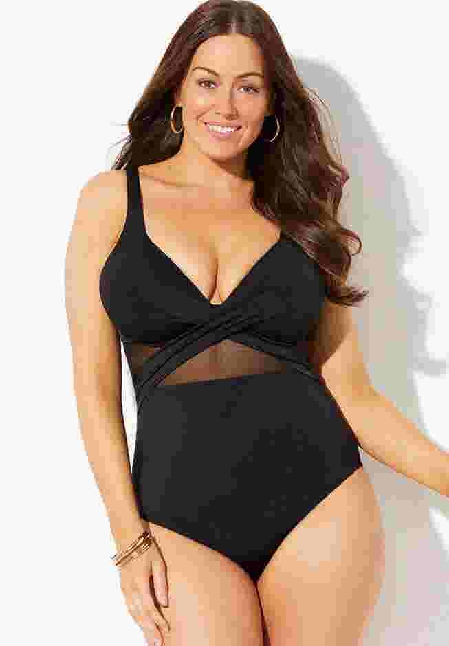 Cut Out Mesh Underwire One Piece Swimsuit image number 2