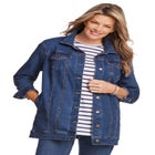 Long Stretch Denim Jean Jacket image number null