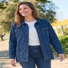 Long Stretch Denim Jean Jacket image number 0