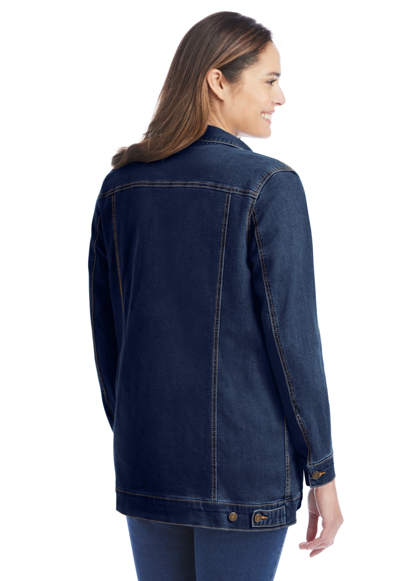 Long Stretch Denim Jean Jacket image number 1