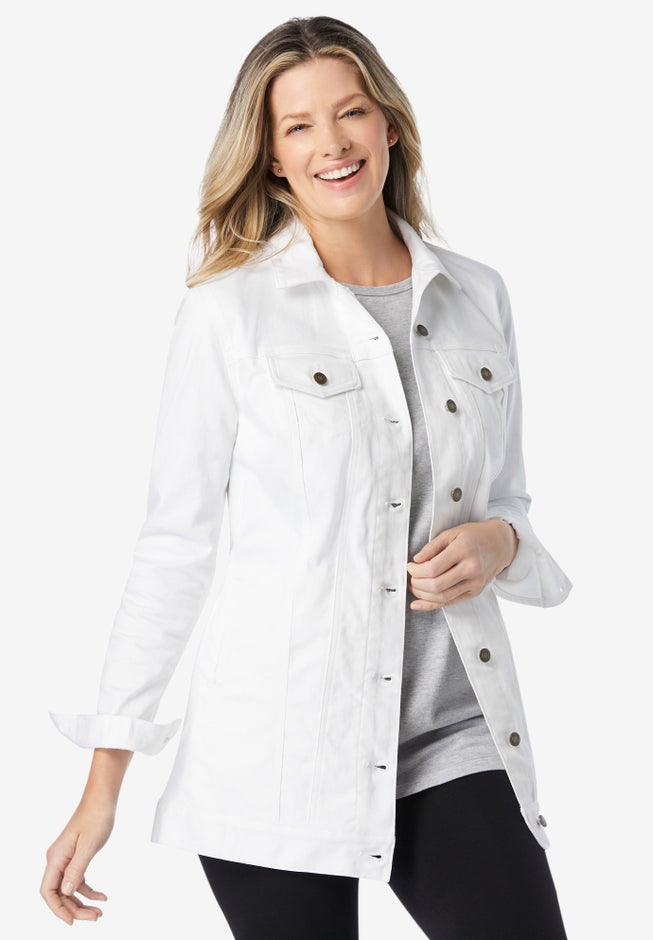 Long Stretch Denim Jean Jacket image number 0